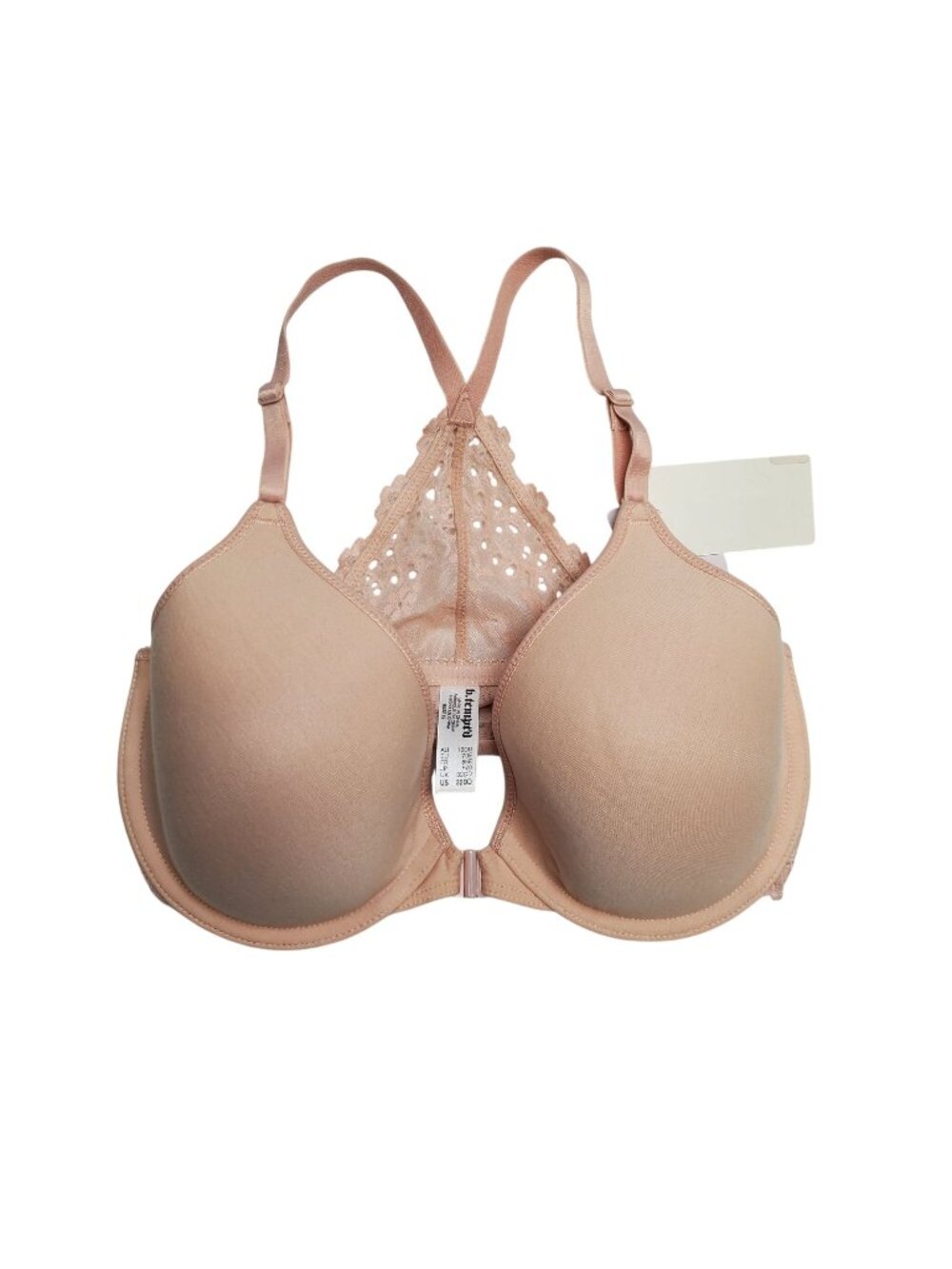 B.temptd By Wacoal Womens Lace Racerback Bra 32DD Nude